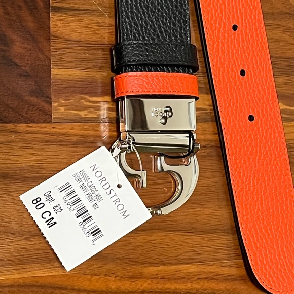 GUCCI Calfskin 1973 Reversible Belt 80 32 Black & Orange - Picture 8 of 10